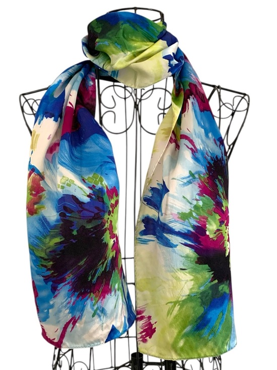 Jones New York Accessories - Vintage Elegant Silky Multicolor Floral Scarf